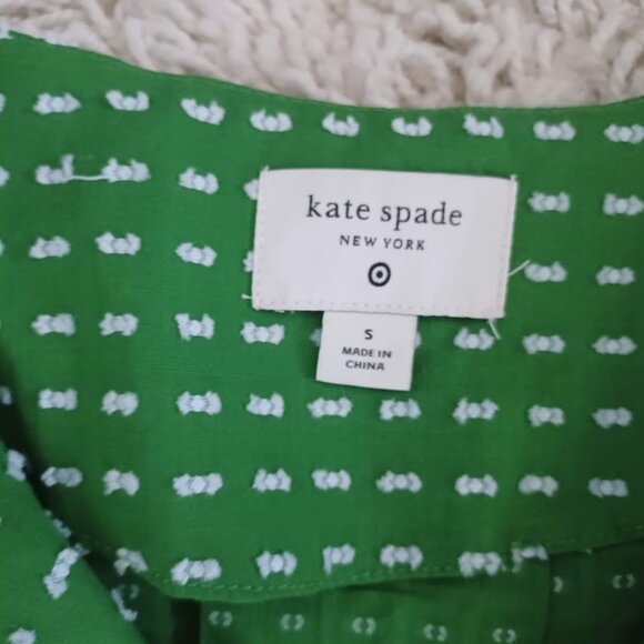 Kate Spade x Target Green Puff Sleeve Bow Front Blouse Women’s Size Small Cotton - Picture 2 of 5
